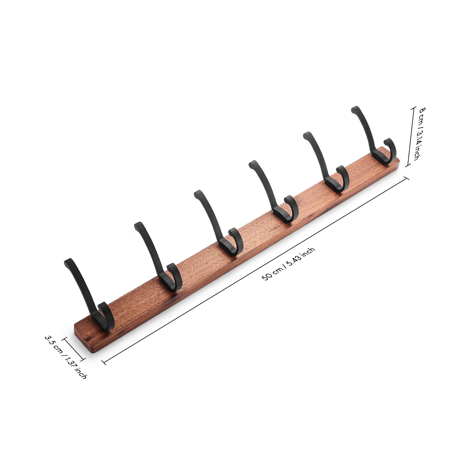 B.Guldens Black Wood Wall Hook Towel Rack