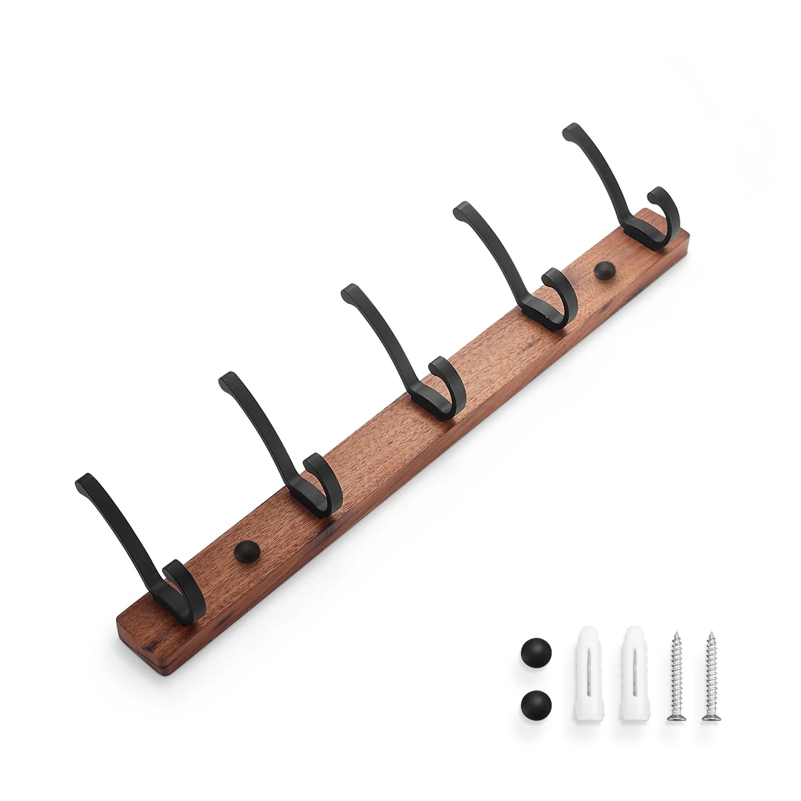 B.Guldens Black Wood Wall Hook Towel Rack