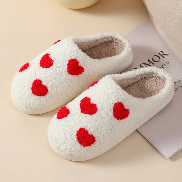 Women Fluffy House Slippers Women Men Lovely Cartoon Christmas Indoor House Slides Shoes Cozy Couples Plush Cotton Flat Shoes