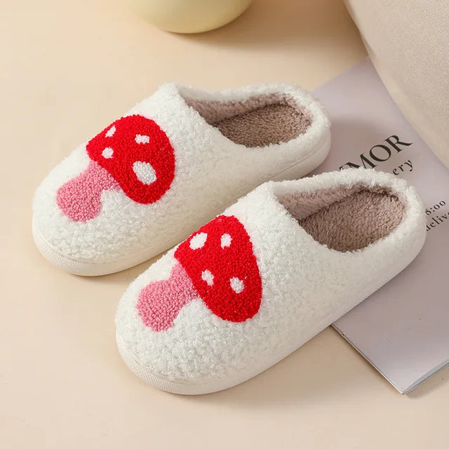 Women Fluffy House Slippers Women Men Lovely Cartoon Christmas Indoor House Slides Shoes Cozy Couples Plush Cotton Flat Shoes