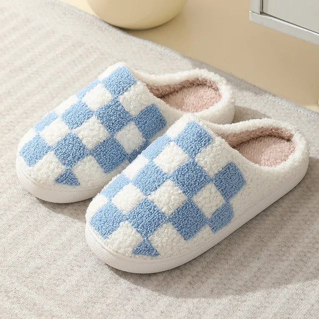 Women Fluffy House Slippers Women Men Lovely Cartoon Christmas Indoor House Slides Shoes Cozy Couples Plush Cotton Flat Shoes