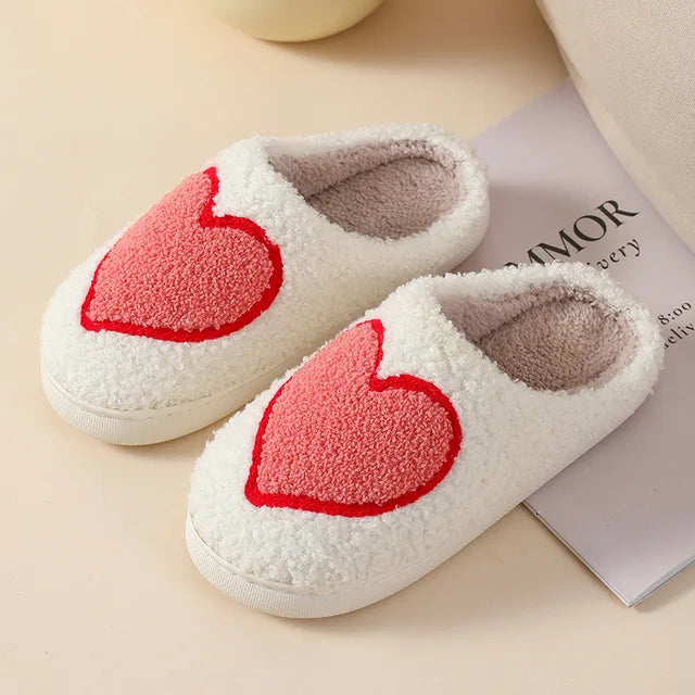 Women Fluffy House Slippers Women Men Lovely Cartoon Christmas Indoor House Slides Shoes Cozy Couples Plush Cotton Flat Shoes