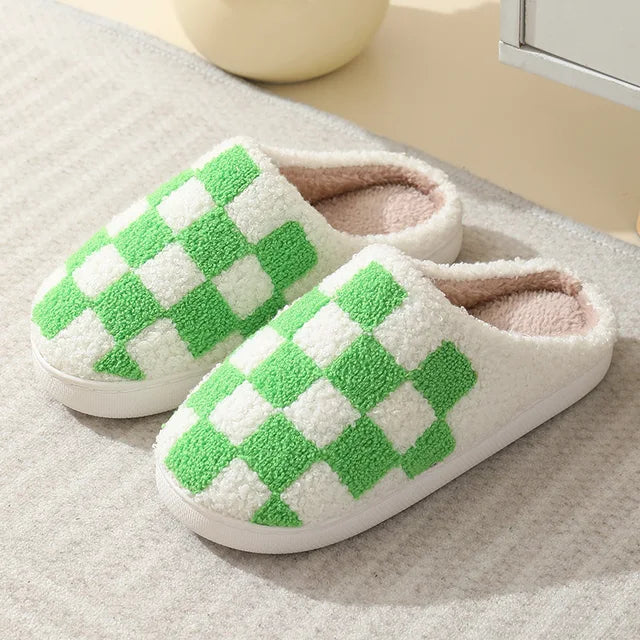 Women Fluffy House Slippers Women Men Lovely Cartoon Christmas Indoor House Slides Shoes Cozy Couples Plush Cotton Flat Shoes