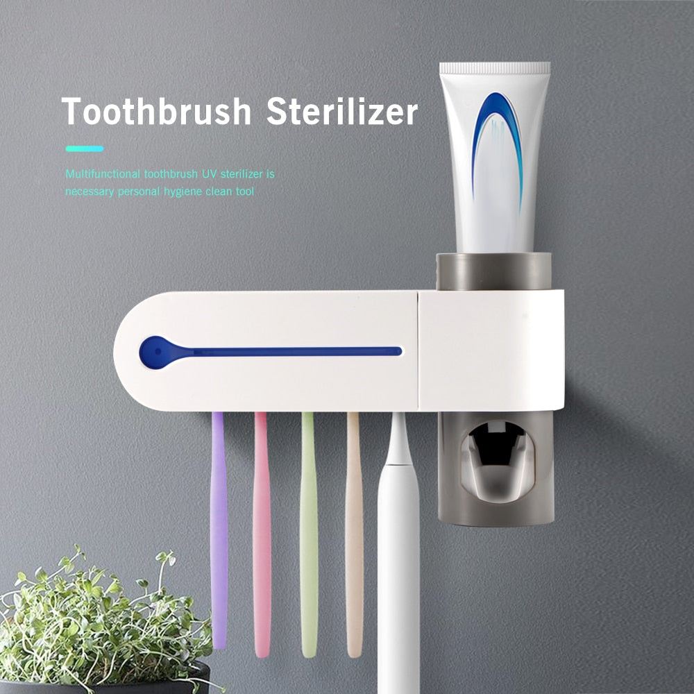 UV LIGHT TOOTHBRUSH HOLDER & PASTE DISPENSER