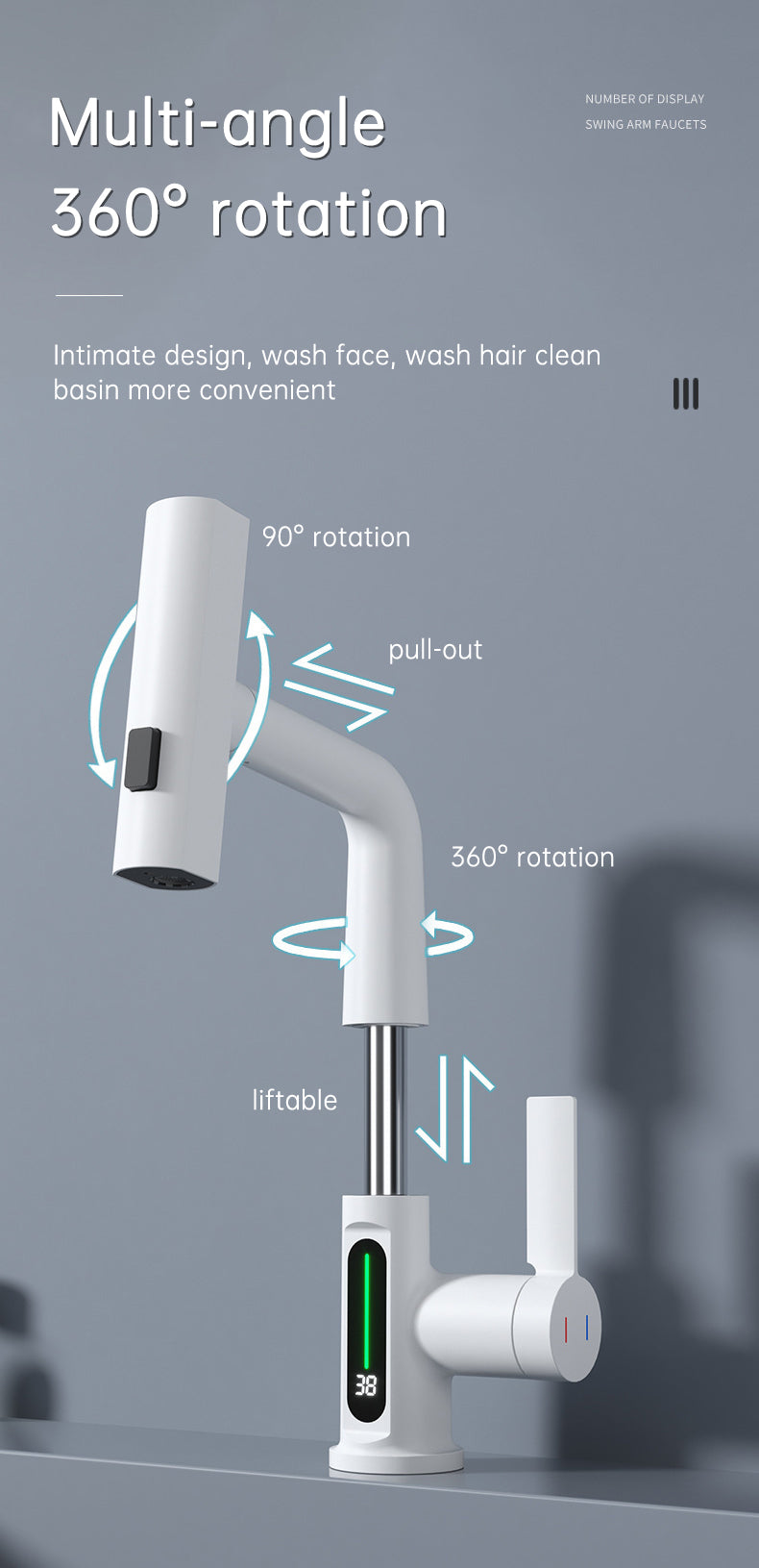 SplashGlow - Multifunctional Bathroom Faucet With LED Temperature Display