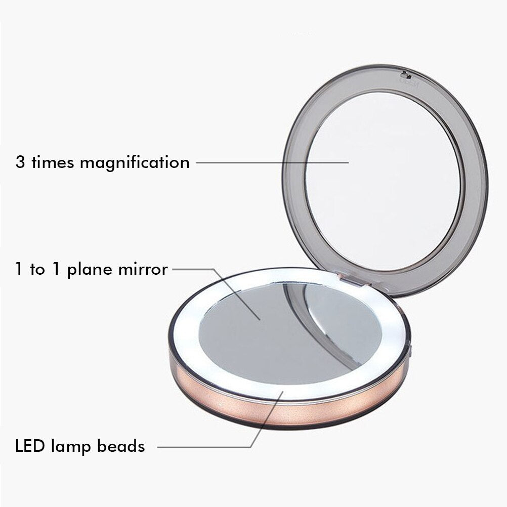 MiraGlow - Hand Held Rechargeable Led Makeup Mirror With 3x Magnification