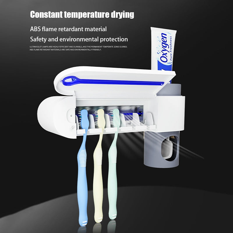 UV LIGHT TOOTHBRUSH HOLDER & PASTE DISPENSER