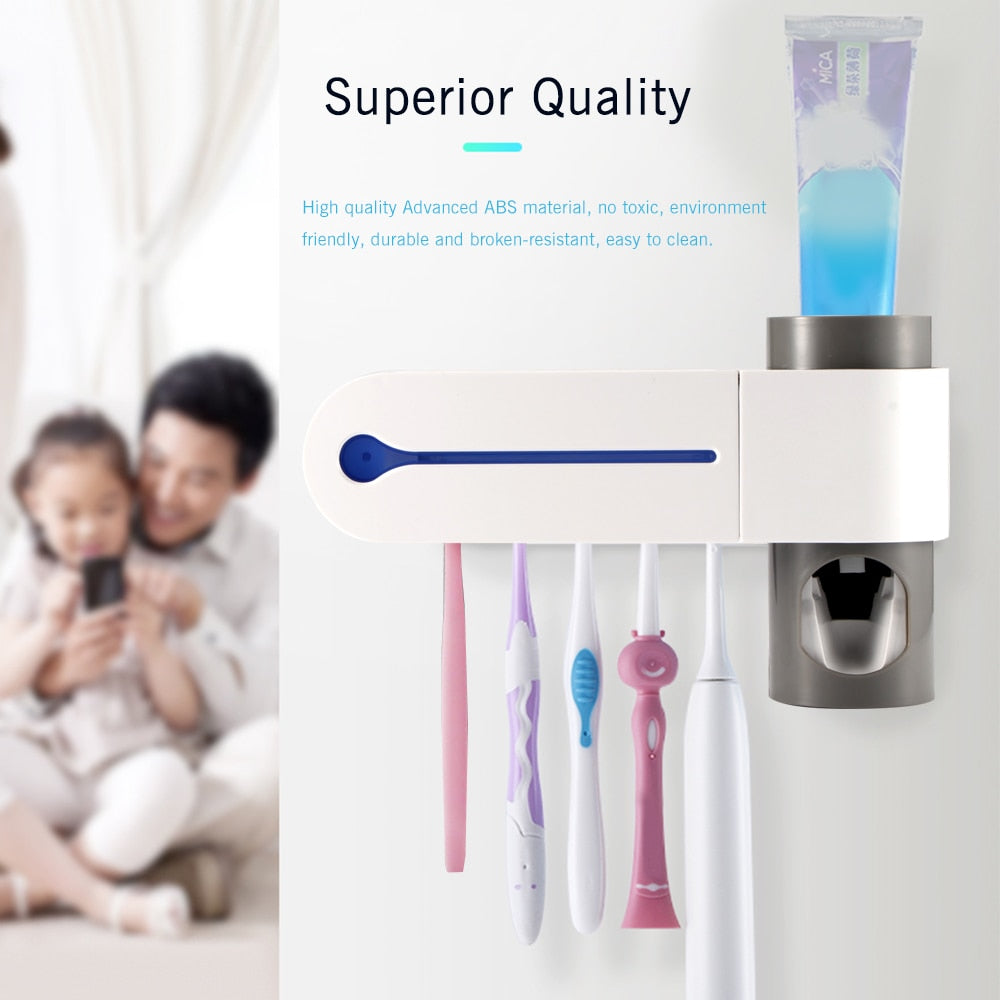 UV LIGHT TOOTHBRUSH HOLDER & PASTE DISPENSER