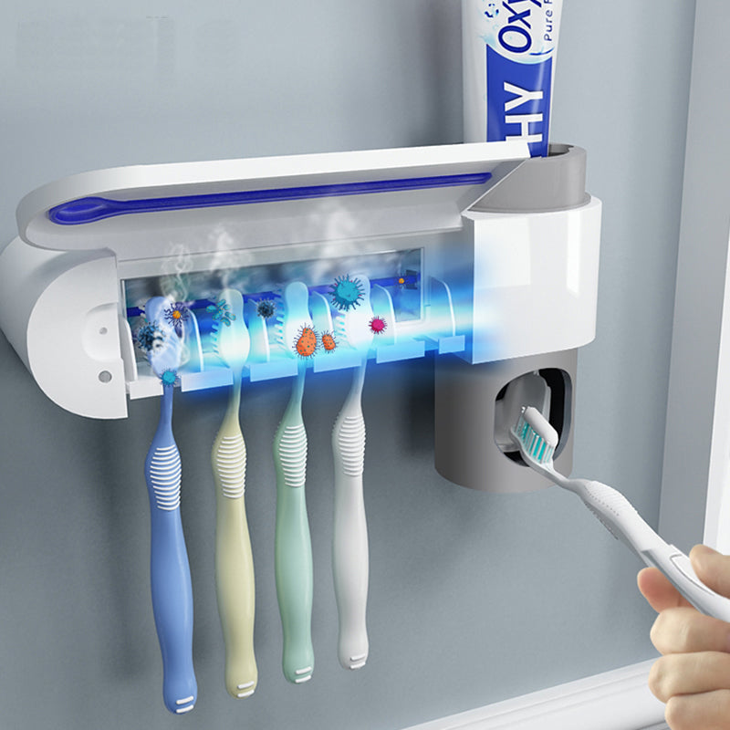 UV LIGHT TOOTHBRUSH HOLDER & PASTE DISPENSER