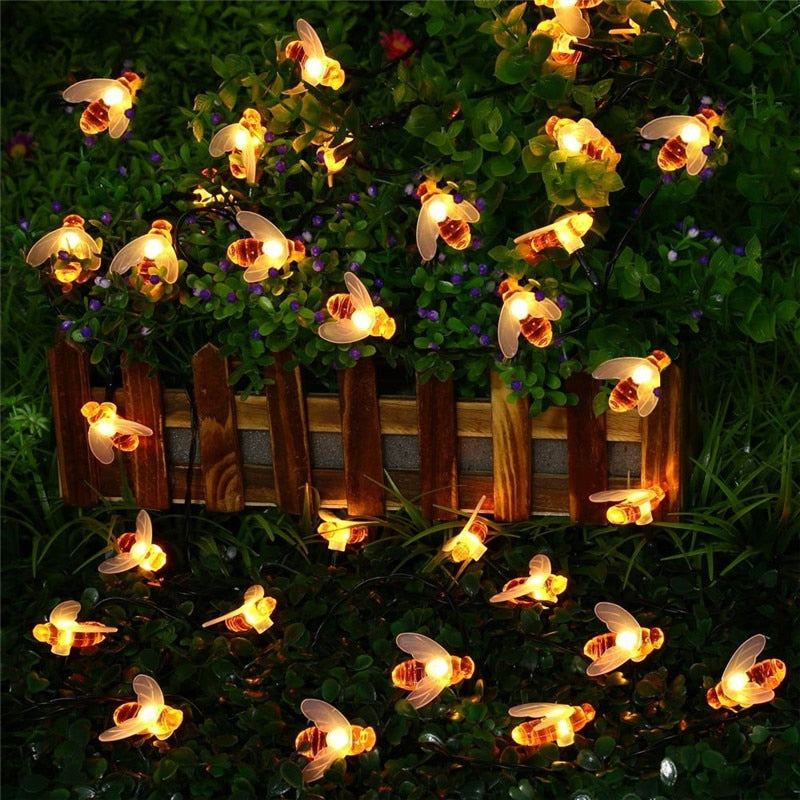 SOLAR POWERED HONEYBEE DESIGN LED FAIRY LIGHTS (50PCS)