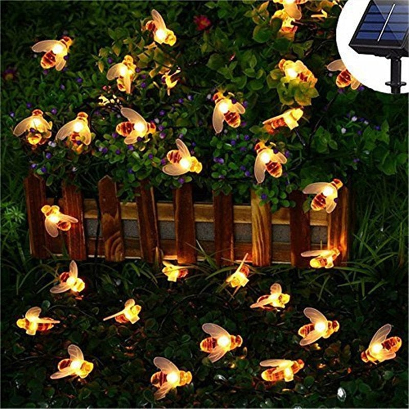 SOLAR POWERED HONEYBEE DESIGN LED FAIRY LIGHTS (50PCS)