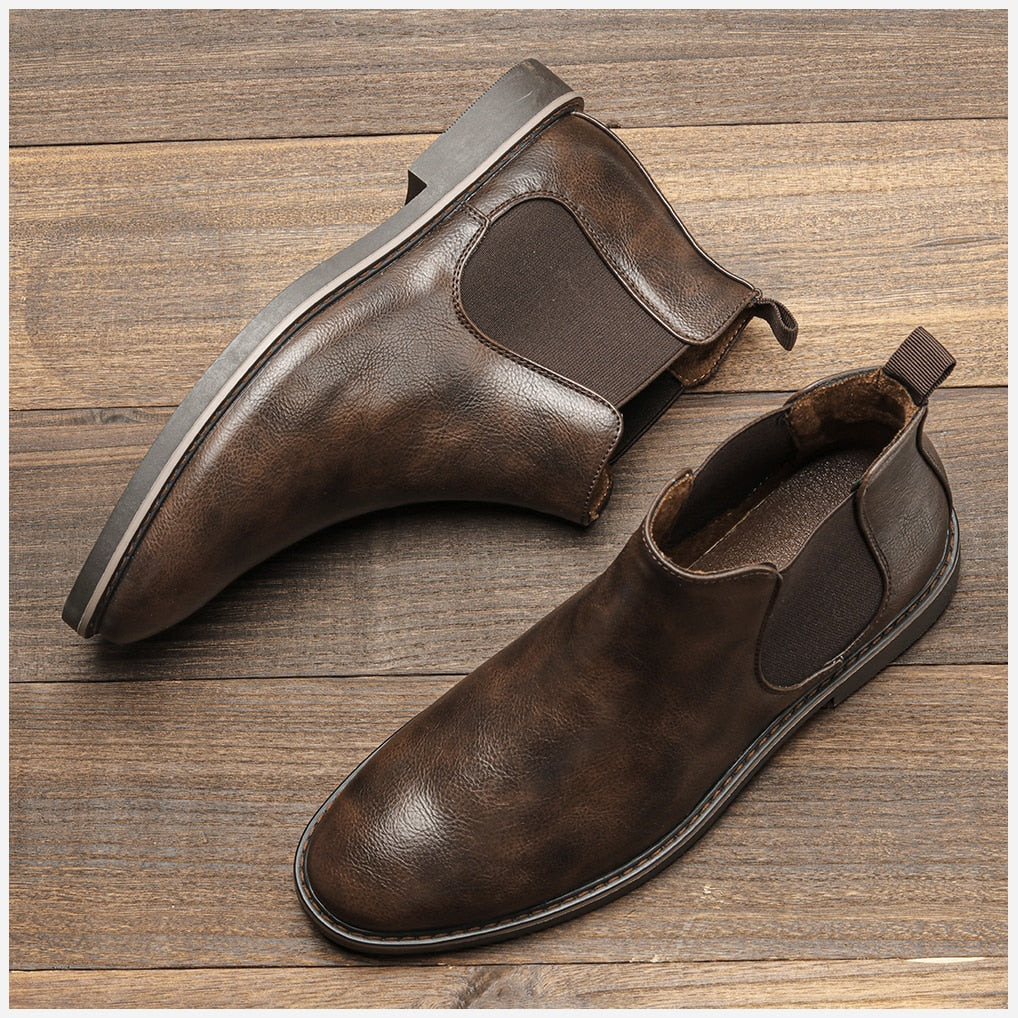 Men Leather Ankle Boots