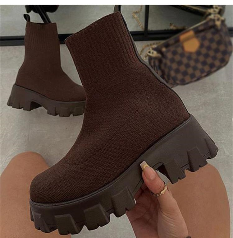 Platform Sock Fall Boots