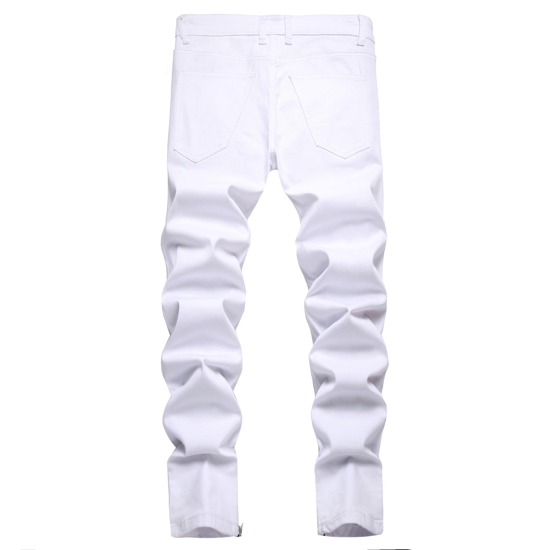 White Tri-Zipper Ripped Skinny Jeans