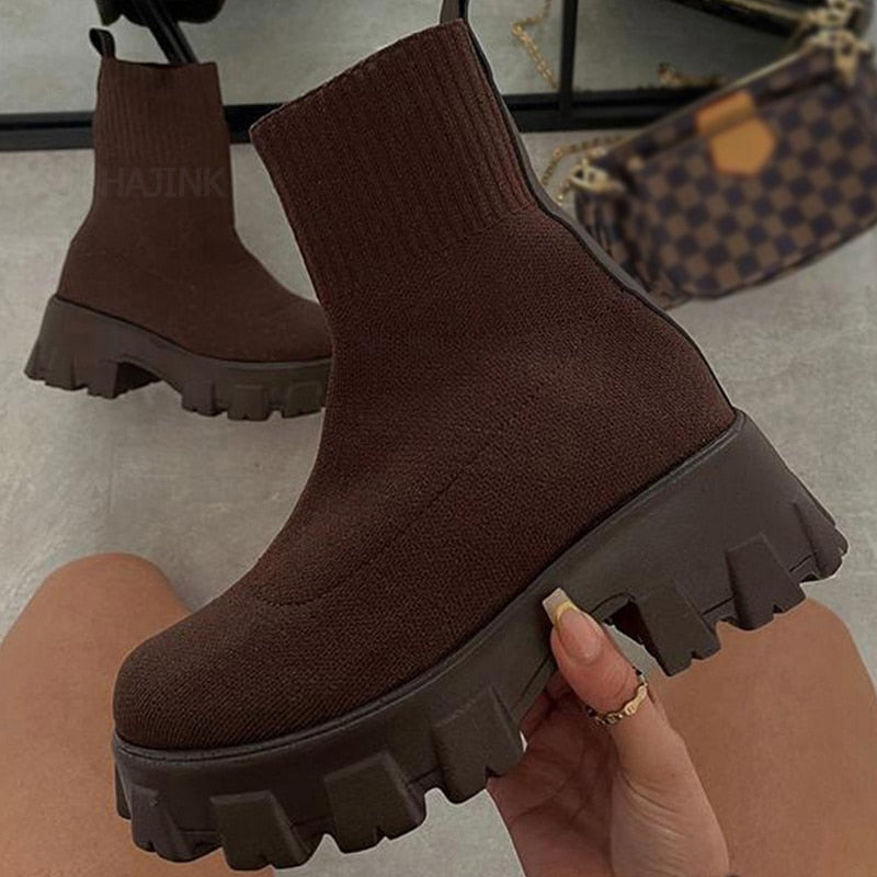 Platform Sock Fall Boots